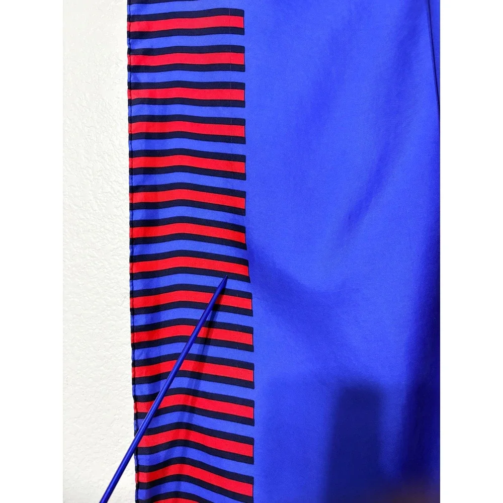 Vintage Yves Saint Laurent Silk Scarf Blue Striped Geometric Square 34in